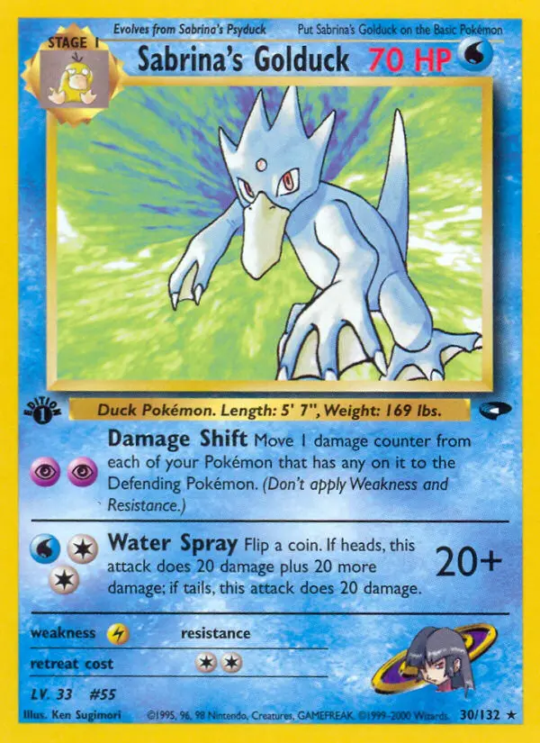 Sabrina's Golduck Rare Pokemon card #30 from Gym Challenge