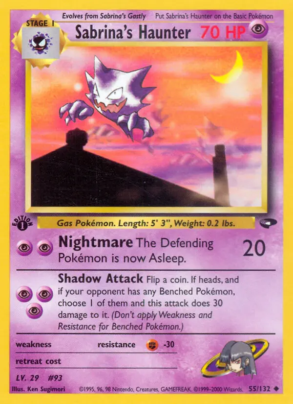 Sabrina's Haunter Uncommon Pokemon card #55 from Gym Challenge