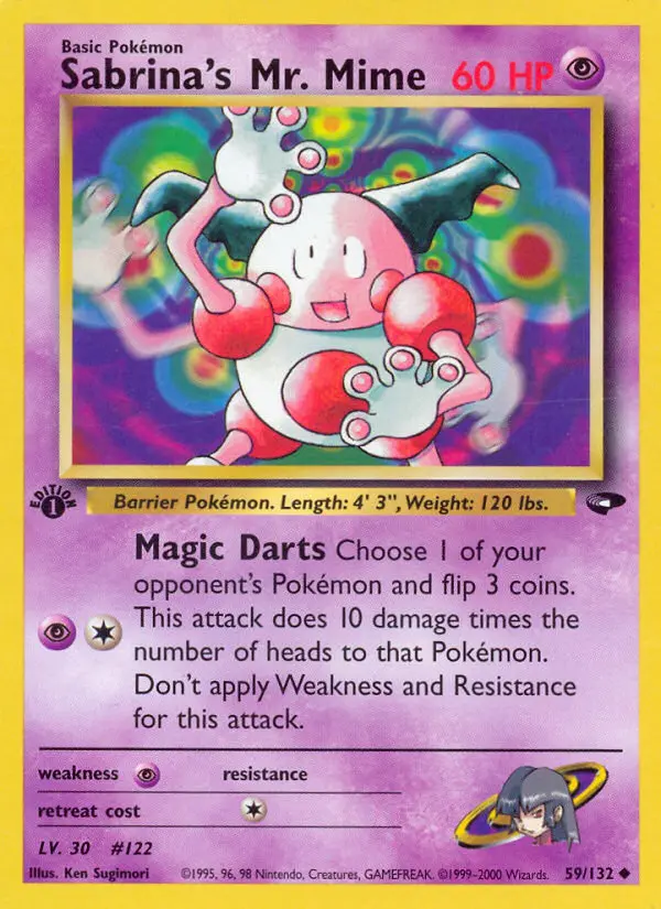 Sabrina's Mr. Mime Uncommon Pokemon card #59 from Gym Challenge