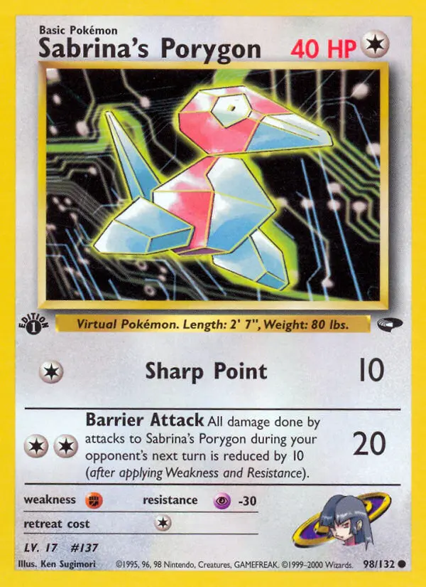 Sabrina's Porygon Common Pokemon card #98 from Gym Challenge