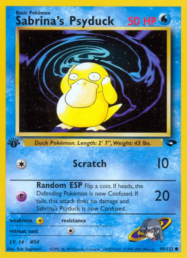 Sabrina's Psyduck Common Pokemon card #99 from Gym Challenge