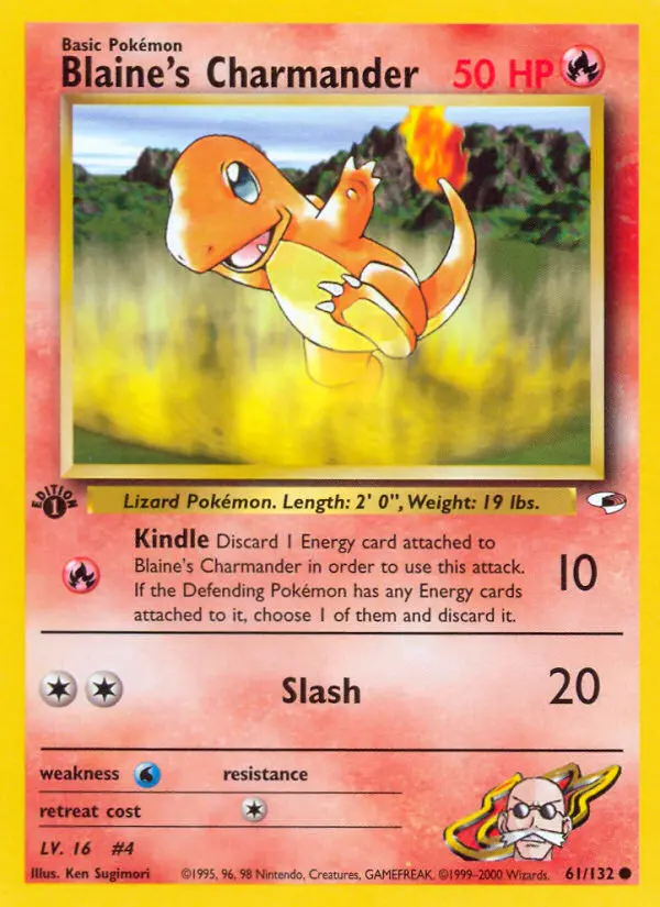 Blaine's Charmander Common Pokemon card #61 from Gym Heroes