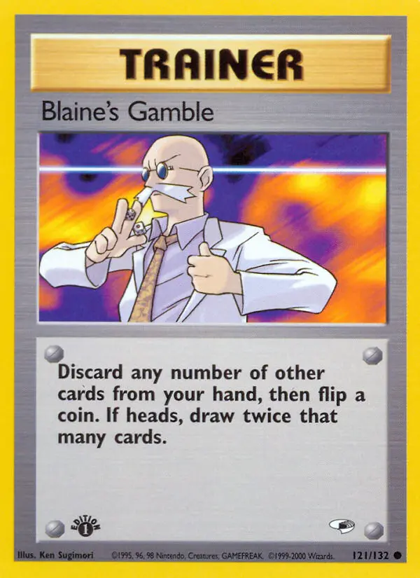 Blaine's Gamble Common Pokemon card #121 from Gym Heroes