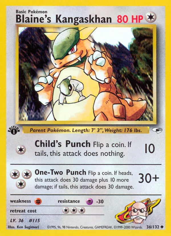 Blaine's Kangaskhan Uncommon Pokemon card #36 from Gym Heroes
