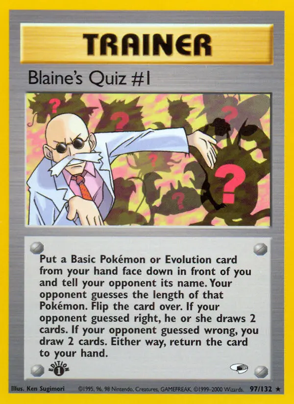Blaine's Quiz #1 Rare Pokemon card #97 from Gym Heroes