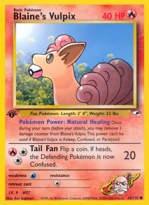 Blaine's Vulpix Common Pokemon card #65 from Gym Heroes