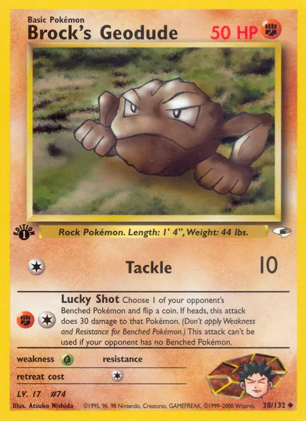 Brock's Geodude Uncommon Pokemon card #38 from Gym Heroes