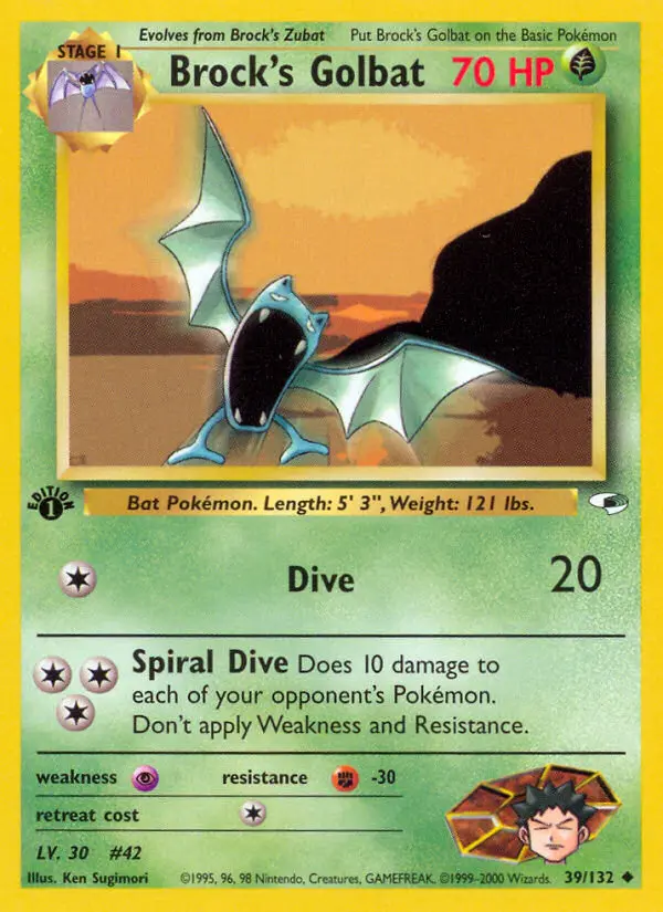 Brock's Golbat Uncommon Pokemon card #39 from Gym Heroes