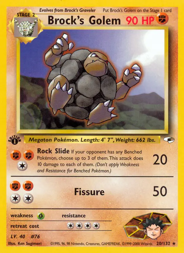 Brock's Golem Rare Holo Pokemon card #20 from Gym Heroes