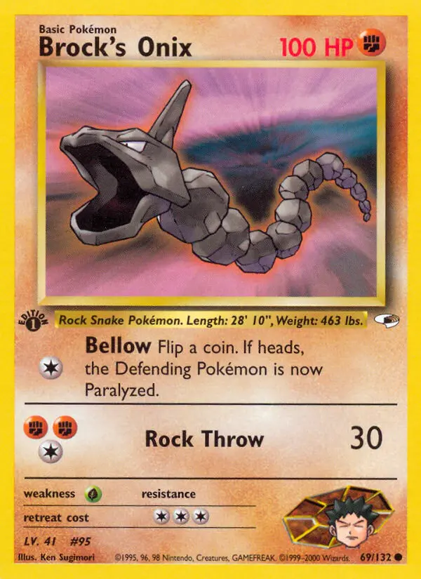 Brock's Onix Common Pokemon card #69 from Gym Heroes