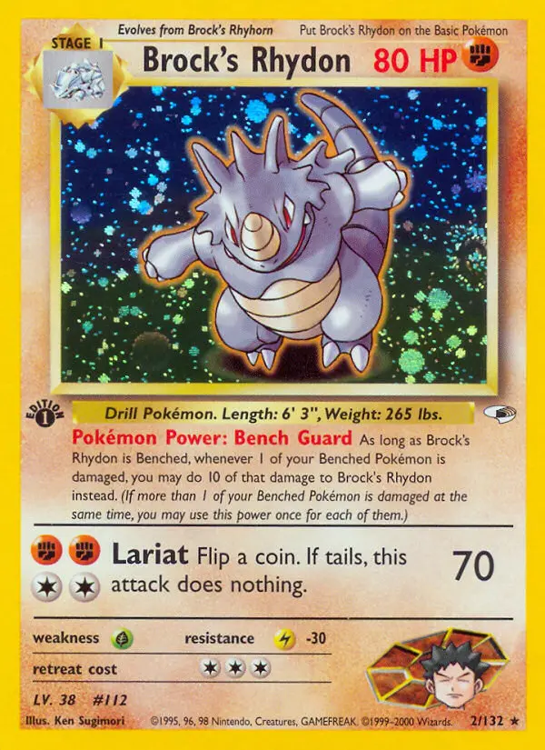Brock's Rhydon Rare Holo Pokemon card #2 from Gym Heroes