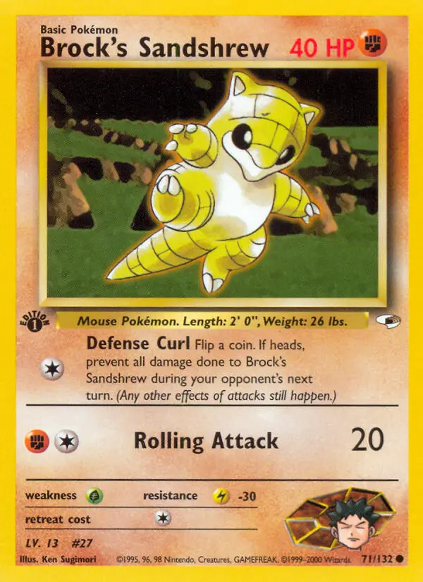 Brock's Sandshrew Common Pokemon card #71 from Gym Heroes