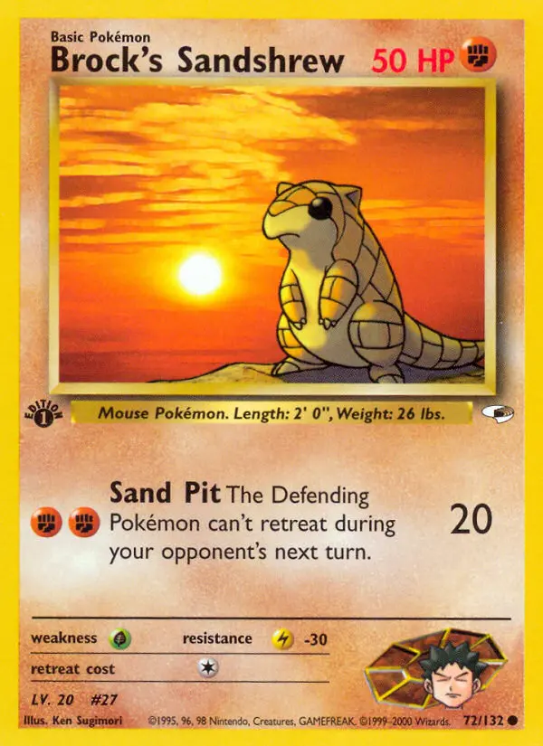 Brock's Sandshrew Common Pokemon card #72 from Gym Heroes