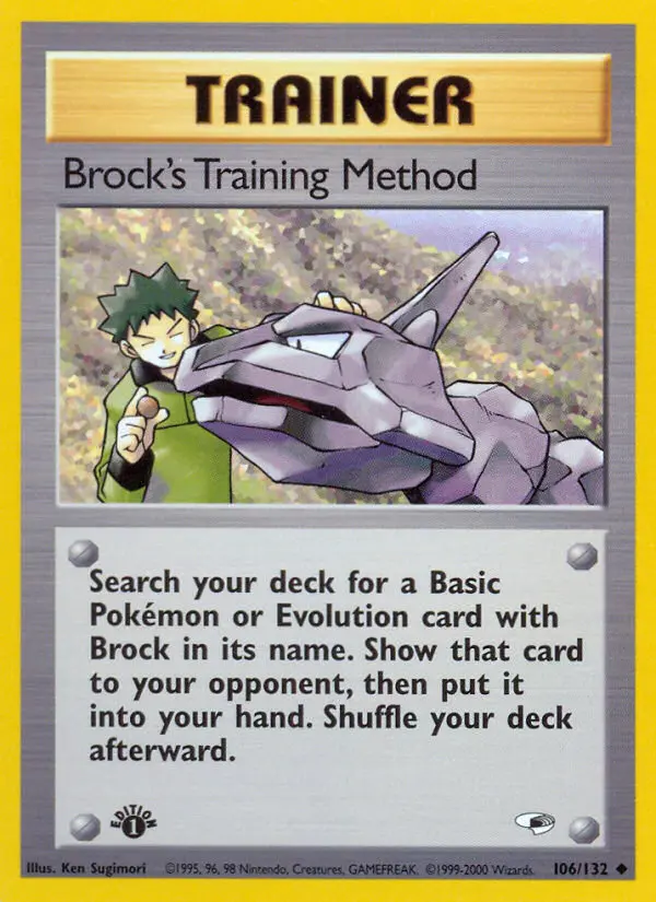 Brock's Training Method Uncommon Pokemon card #106 from Gym Heroes