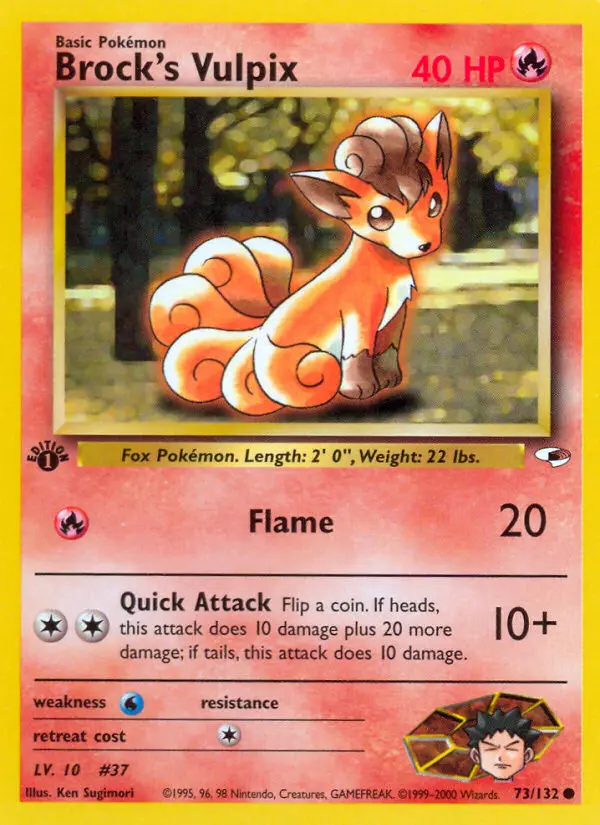 Brock's Vulpix Common Pokemon card #73 from Gym Heroes