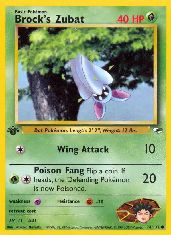 Brock's Zubat Common Pokemon card #74 from Gym Heroes