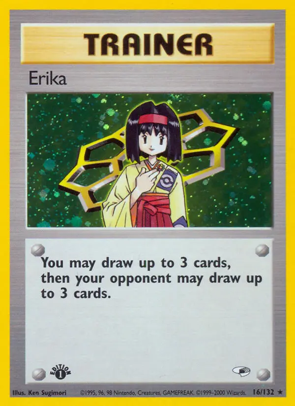 Erika Rare Holo Pokemon card #16 from Gym Heroes