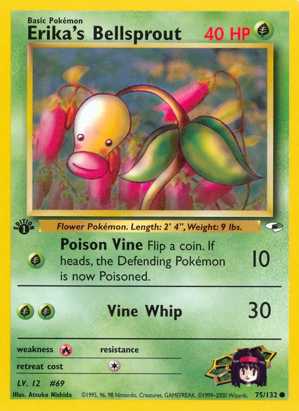 Erika's Bellsprout Common Pokemon card #75 from Gym Heroes
