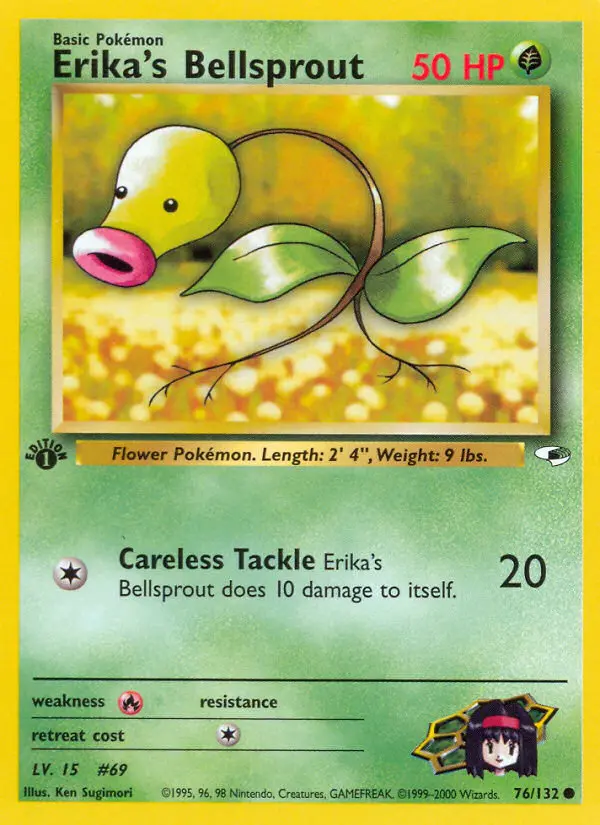 Erika's Bellsprout Common Pokemon card #76 from Gym Heroes