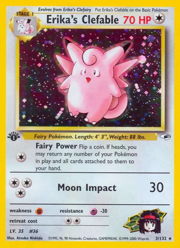 Erika's Clefable Rare Holo Pokemon card #3 from Gym Heroes