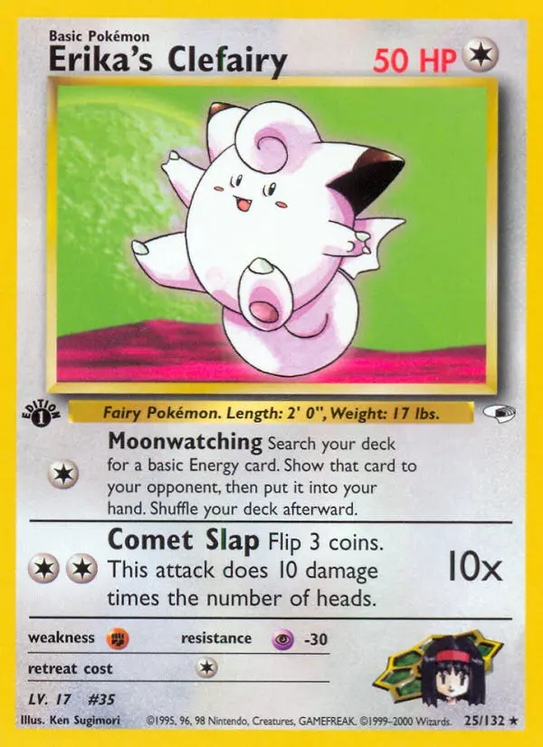 Erika's Clefairy Rare Holo Pokemon card #25 from Gym Heroes