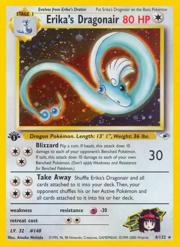 Erika's Dragonair Rare Holo Pokemon card #4 from Gym Heroes
