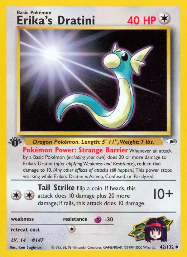 Erika's Dratini Uncommon Pokemon card #42 from Gym Heroes
