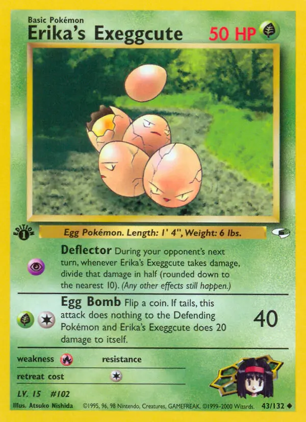 Erika's Exeggcute Uncommon Pokemon card #43 from Gym Heroes