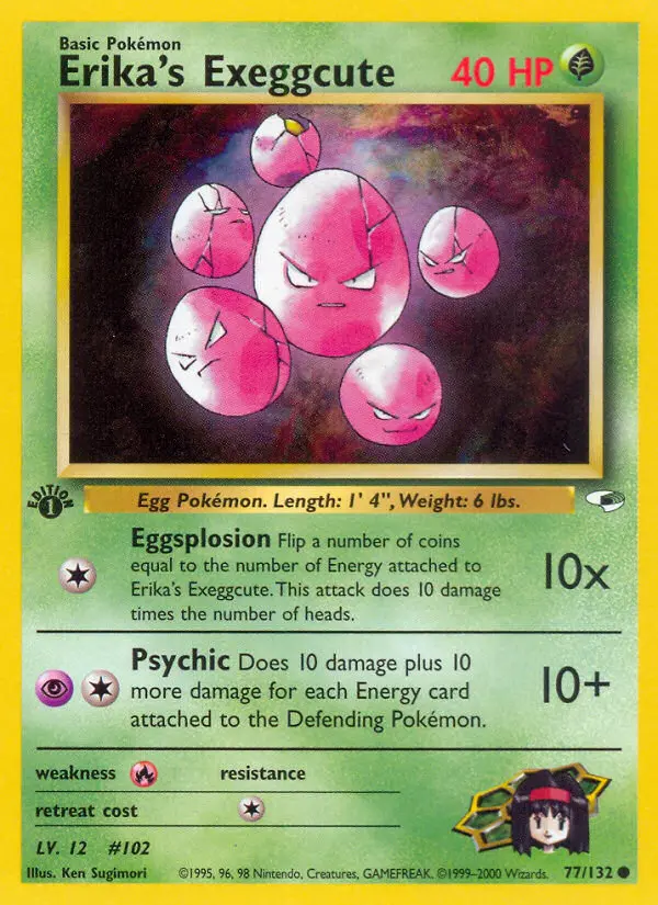 Erika's Exeggcute Common Pokemon card #77 from Gym Heroes