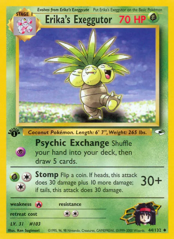 Erika's Exeggutor Uncommon Pokemon card #44 from Gym Heroes