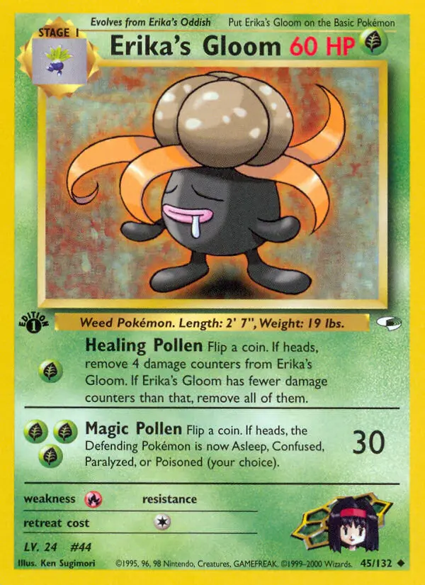 Erika's Gloom Uncommon Pokemon card #45 from Gym Heroes