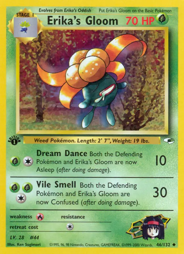 Erika's Gloom Uncommon Pokemon card #46 from Gym Heroes