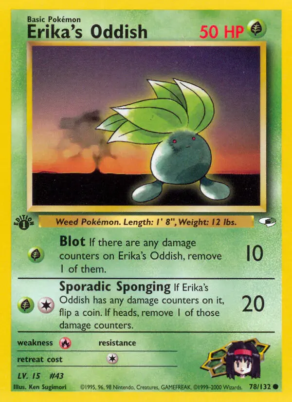 Erika's Oddish Common Pokemon card #78 from Gym Heroes