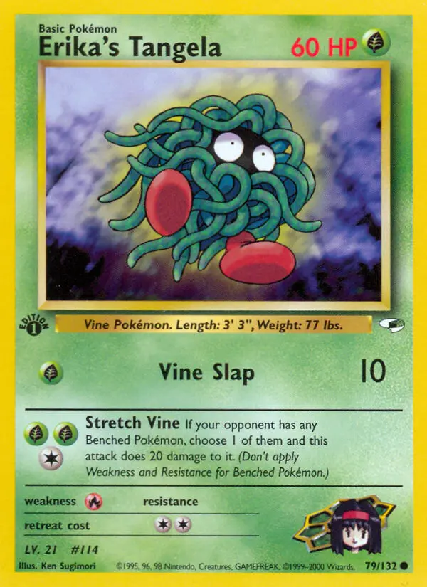 Erika's Tangela Common Pokemon card #79 from Gym Heroes
