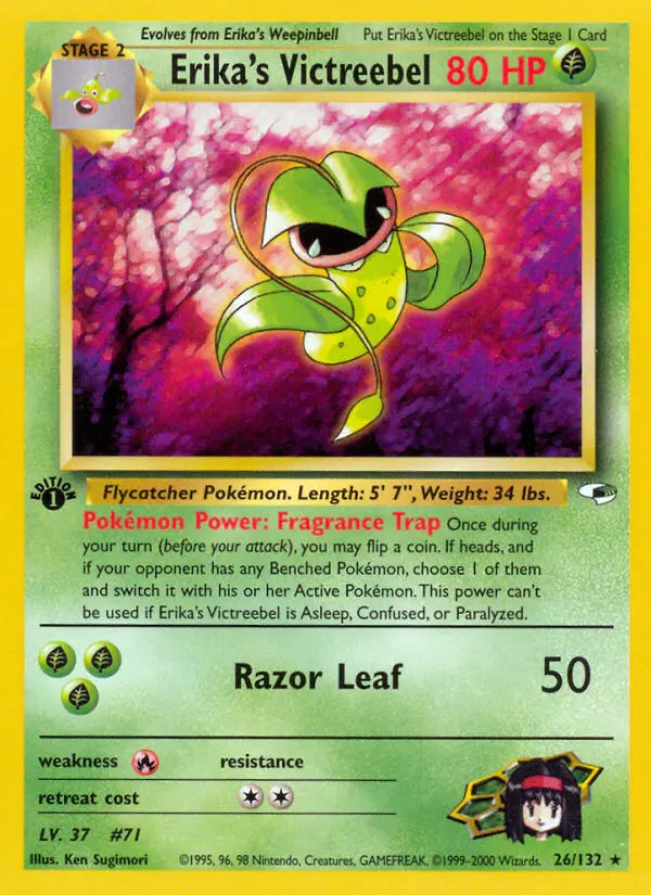 Erika's Victreebel Rare Holo Pokemon card #26 from Gym Heroes