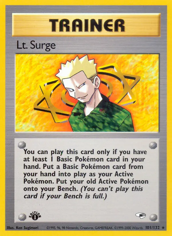 Lt. Surge Rare Pokemon card #101 from Gym Heroes