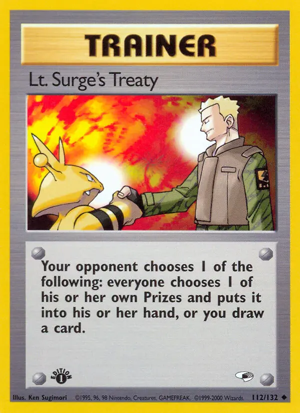 Lt. Surge's Treaty Uncommon Pokemon card #112 from Gym Heroes