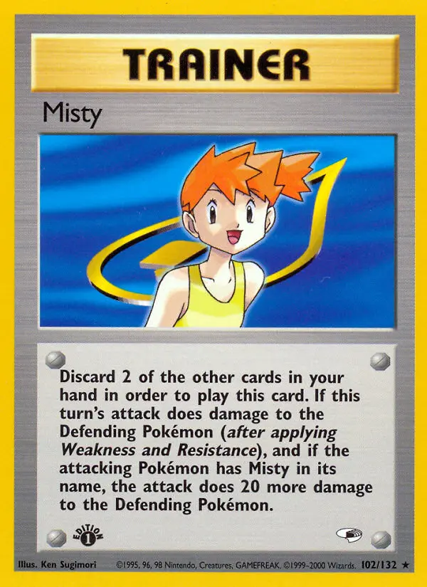 Misty Rare Pokemon card #102 from Gym Heroes