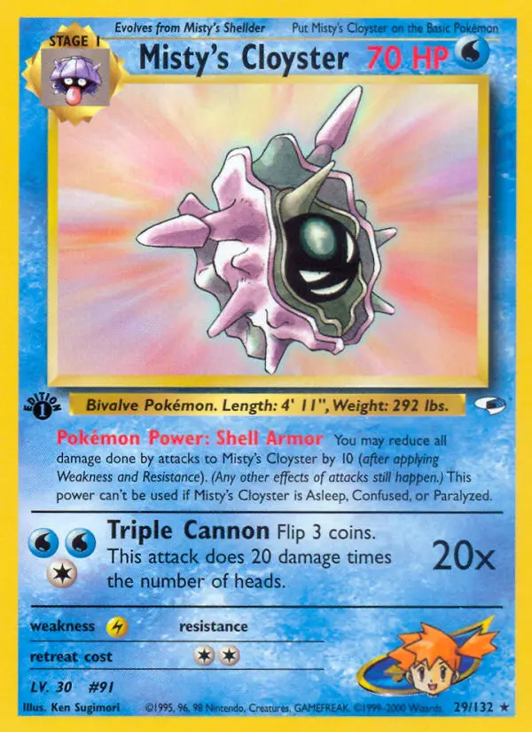 Misty's Cloyster Rare Holo Pokemon card #29 from Gym Heroes