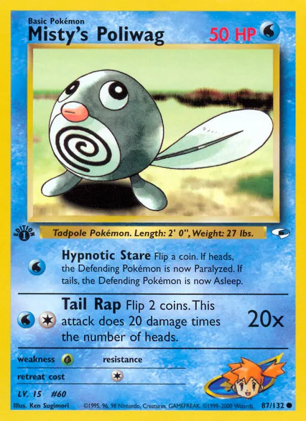 Misty's Poliwag Common Pokemon card #87 from Gym Heroes