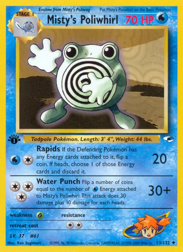 Misty's Poliwhirl Uncommon Pokemon card #53 from Gym Heroes