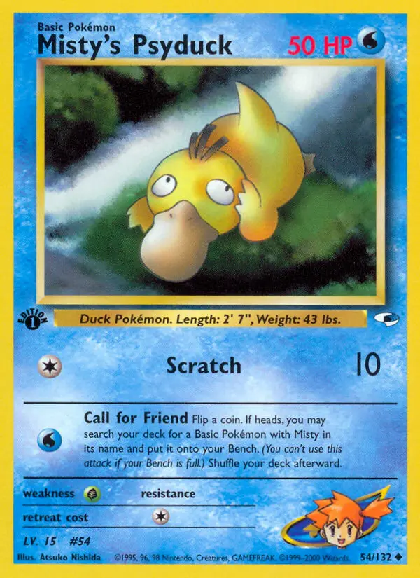 Misty's Psyduck Uncommon Pokemon card #54 from Gym Heroes
