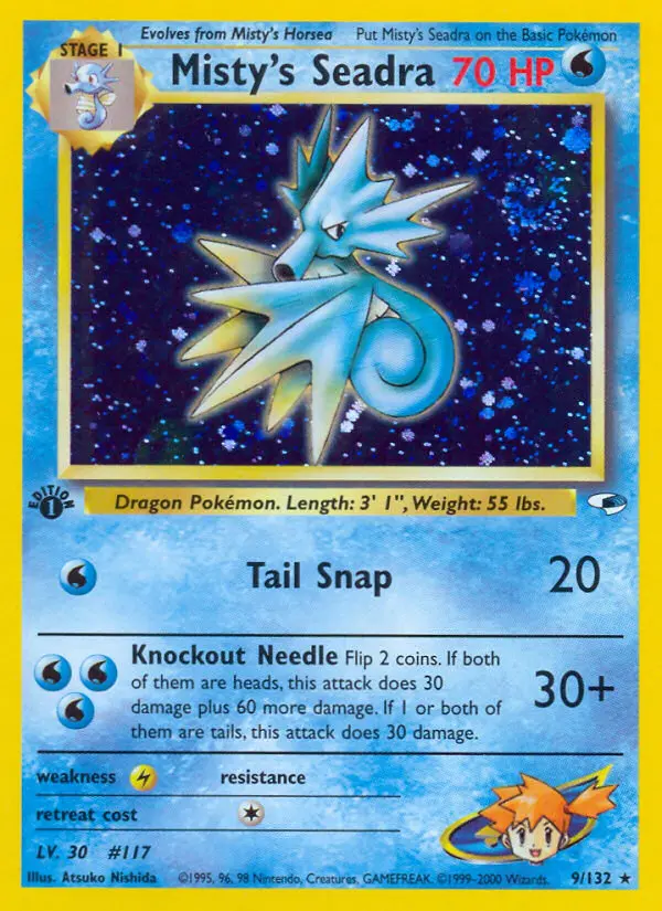 Misty's Seadra Rare Holo Pokemon card #9 from Gym Heroes