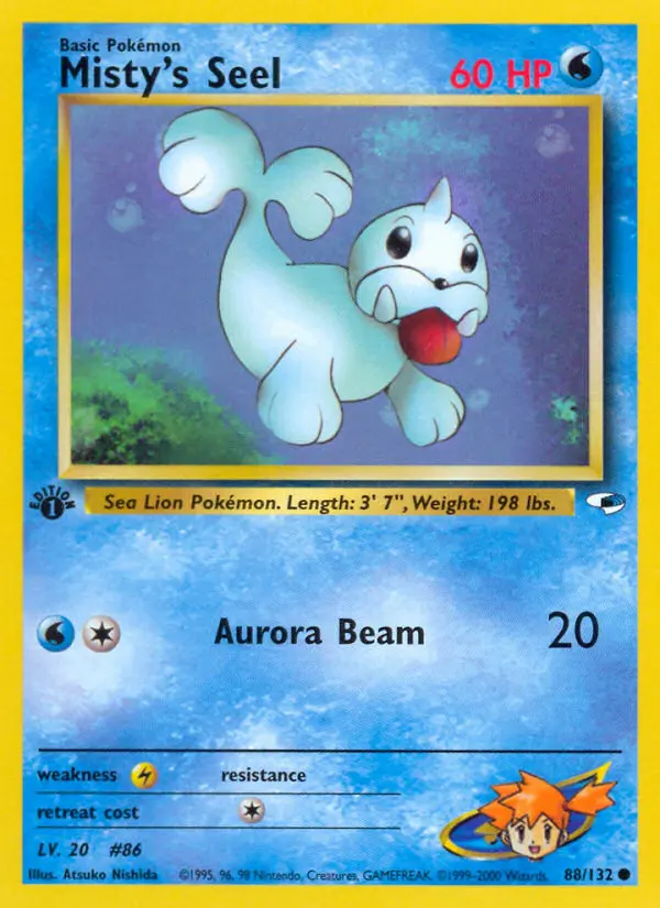 Misty's Seel Common Pokemon card #88 from Gym Heroes