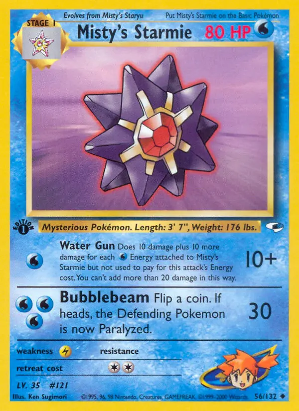 Misty's Starmie Uncommon Pokemon card #56 from Gym Heroes