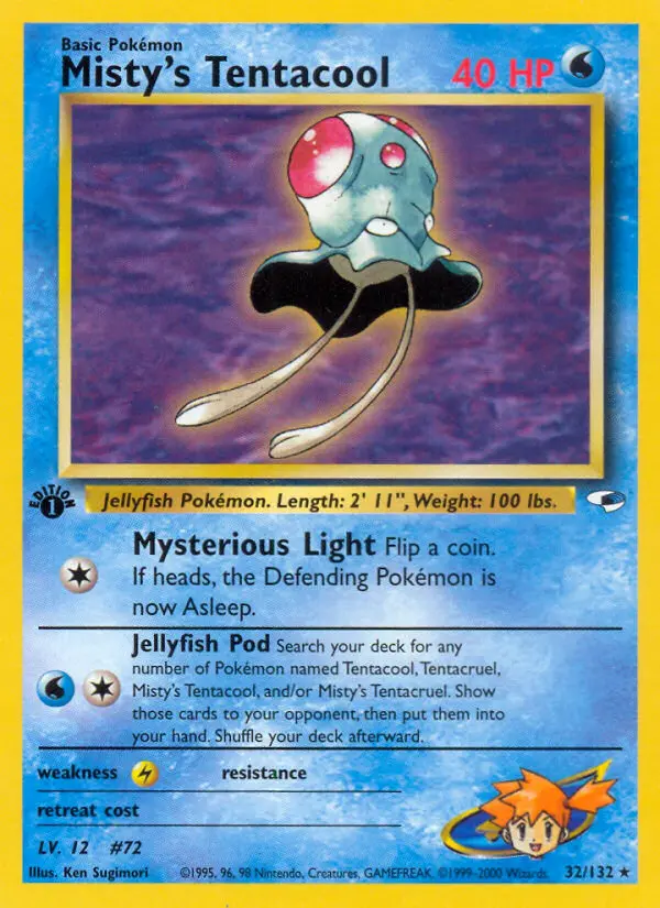 Misty's Tentacool Rare Holo Pokemon card #32 from Gym Heroes
