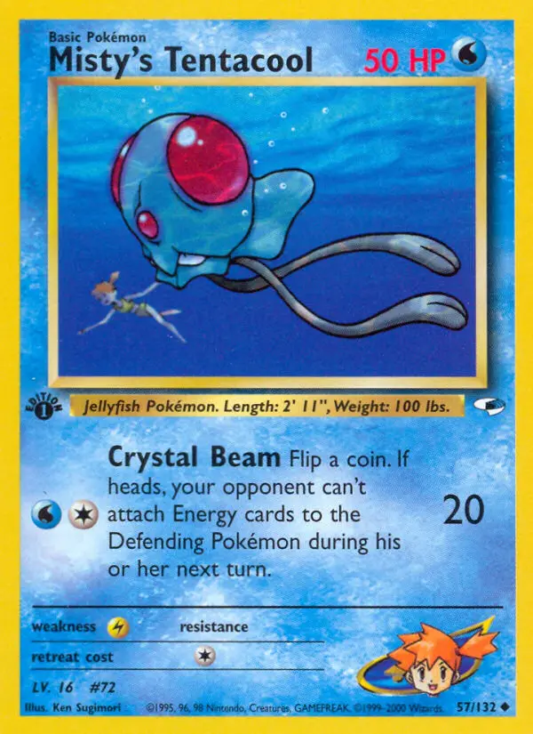 Misty's Tentacool Uncommon Pokemon card #57 from Gym Heroes