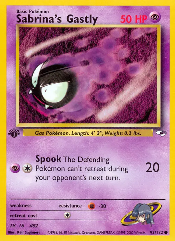 Sabrina's Gastly Common Pokemon card #93 from Gym Heroes