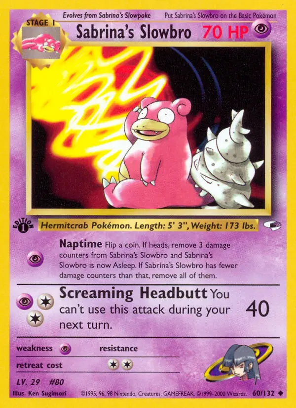 Sabrina's Slowbro Uncommon Pokemon card #60 from Gym Heroes