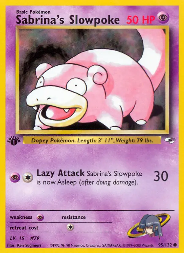 Sabrina's Slowpoke Common Pokemon card #95 from Gym Heroes